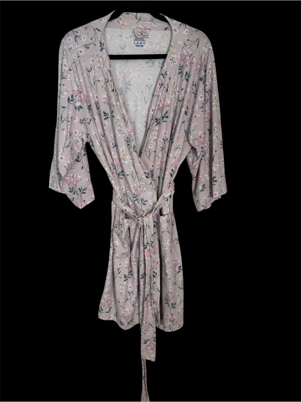 Vera Bradley Blush Floral Wrap Robe with Tie Belt